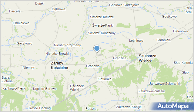 mapa Świerże-Kolonia, Świerże-Kolonia gmina Zaręby Kościelne na mapie Targeo